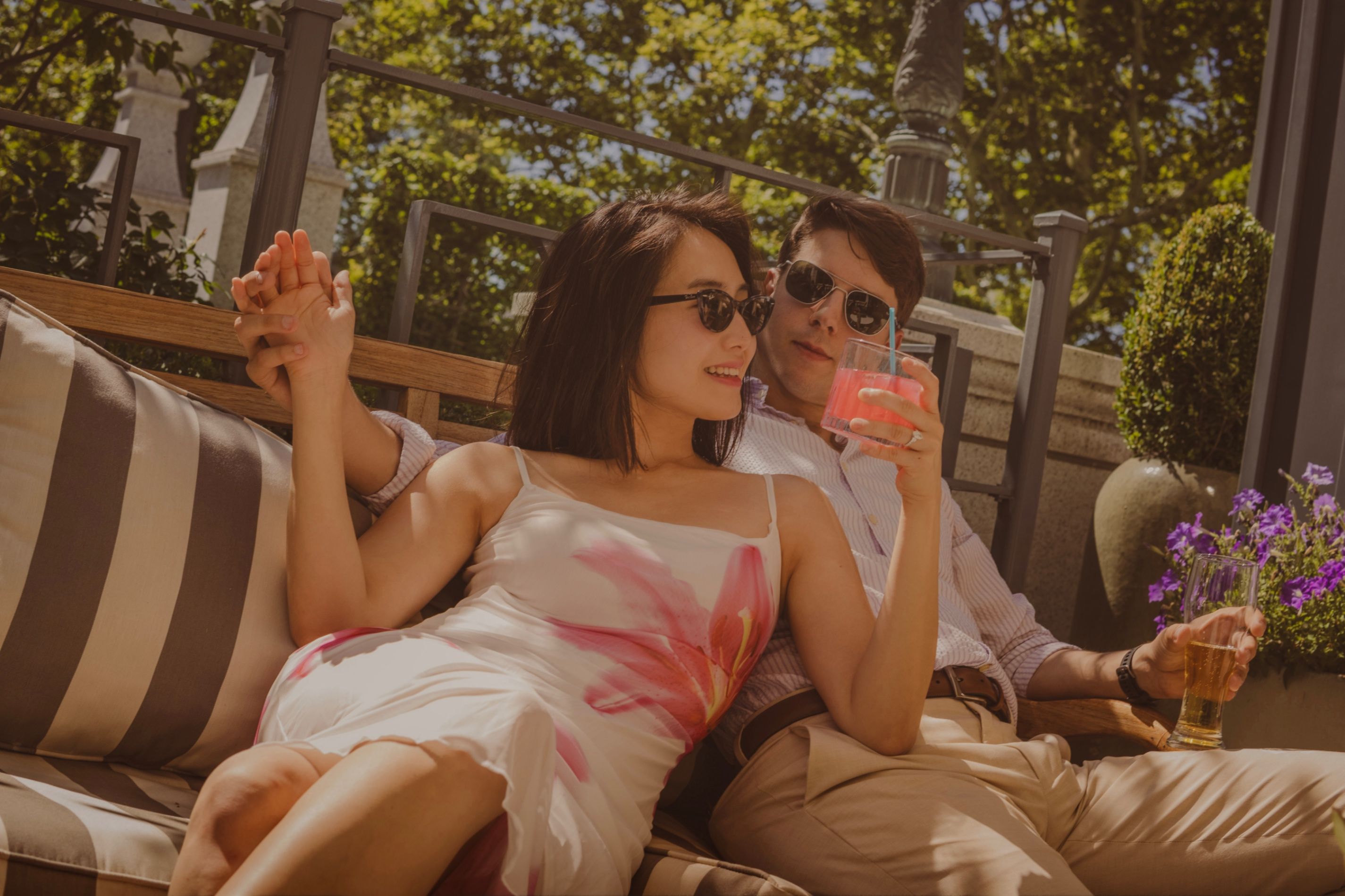couple posing for an engagement photo