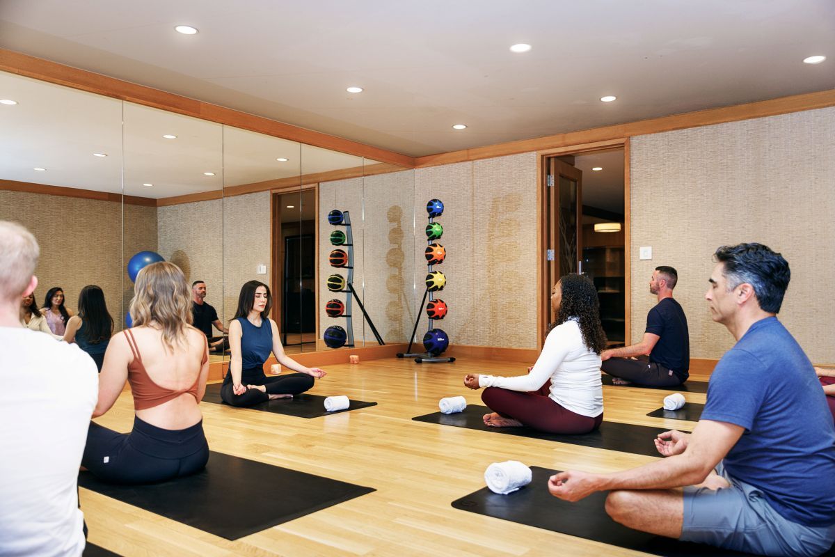 People in a yoga class