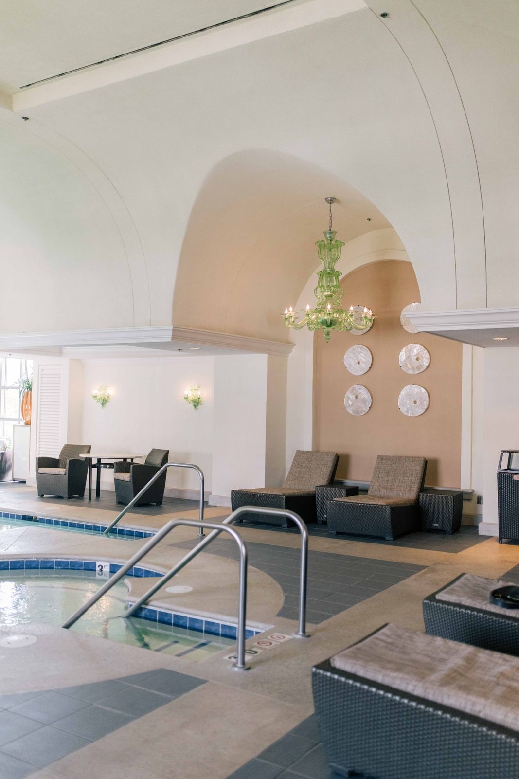 Indoor pool with loungers