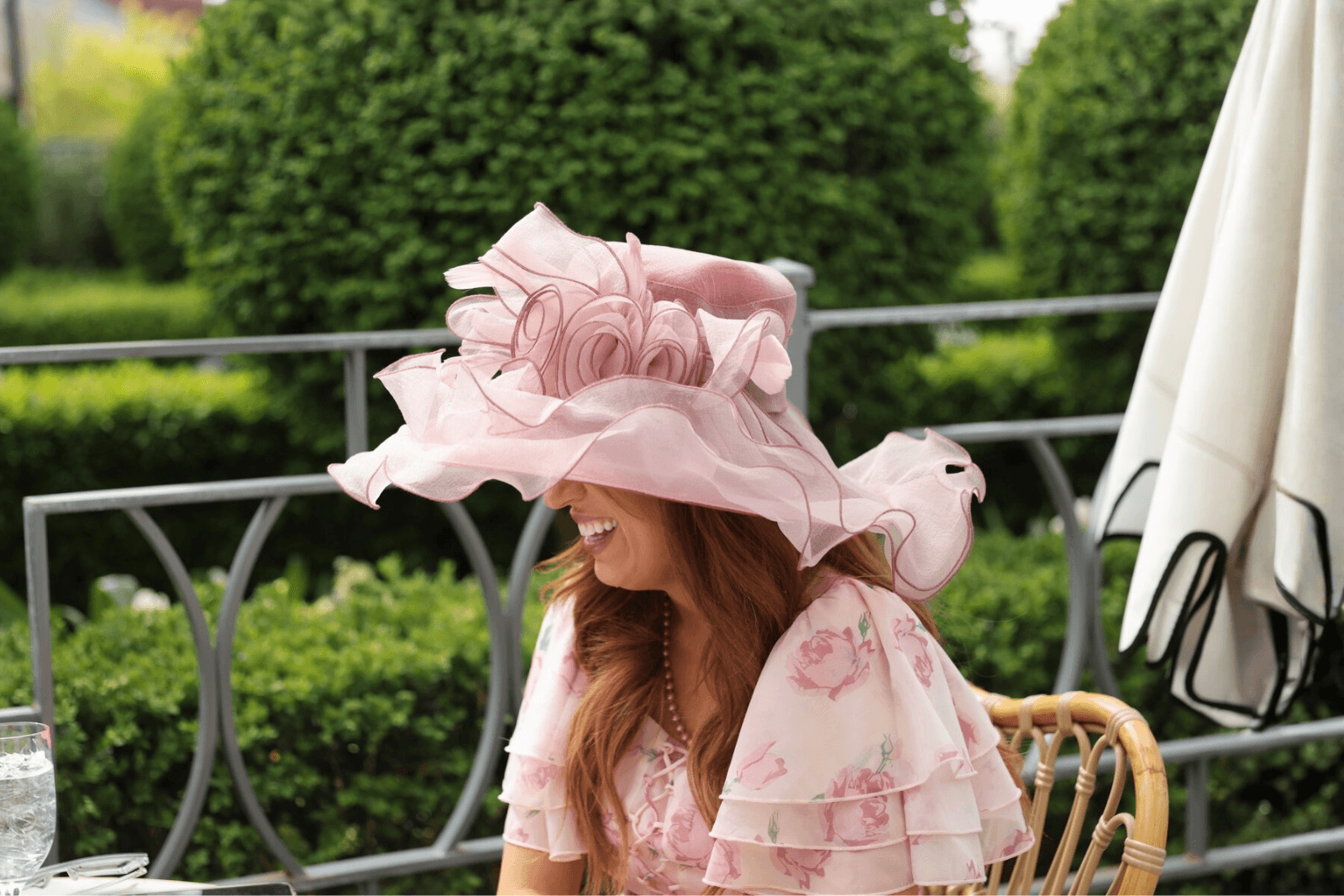 Lady wearing fancy hat at Derby Day