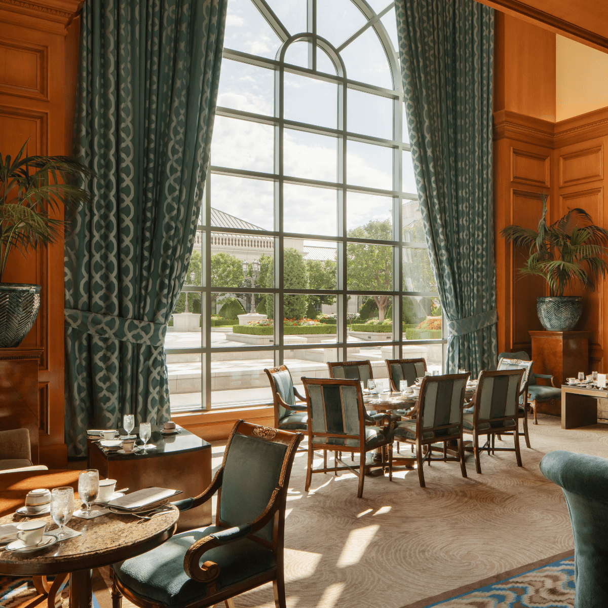 Grand America Hotel Lobby window looking out over the courtyard