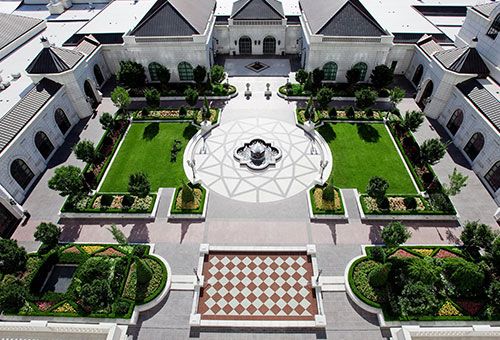 Aerial view of The Grand America Hotel Center Courtyard
