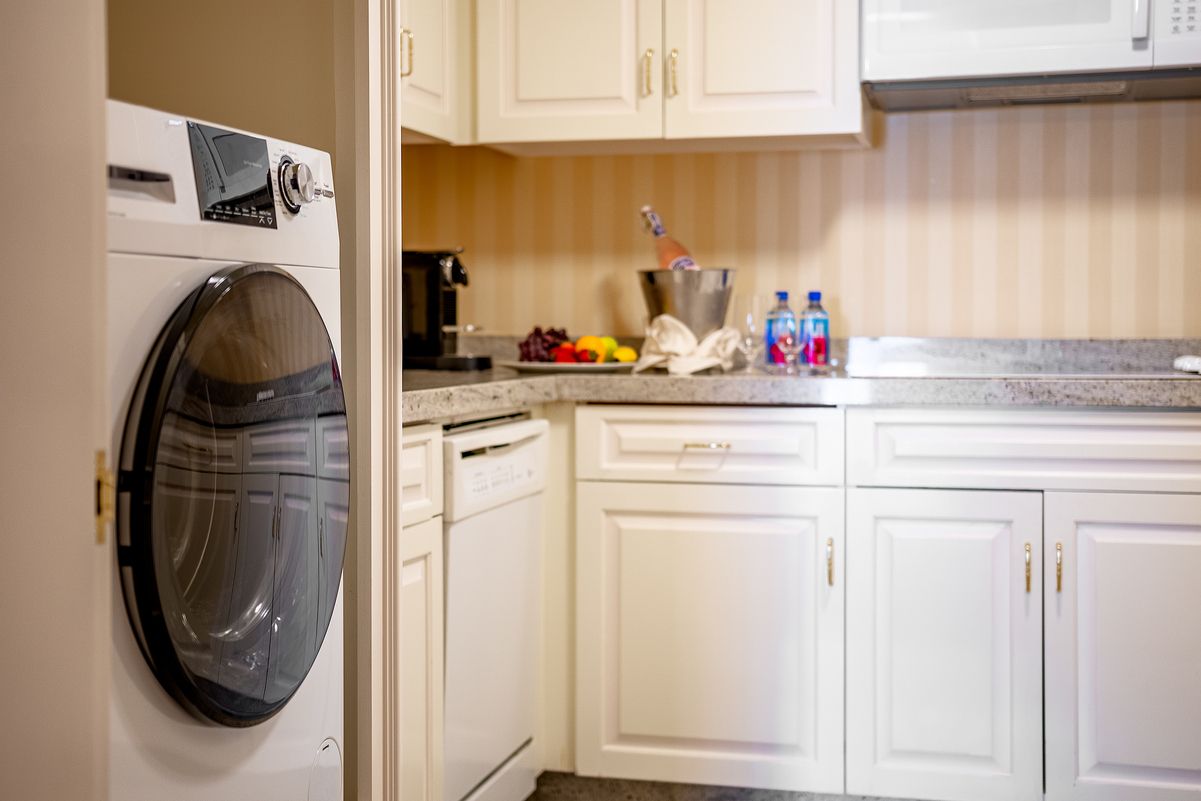 executive suite kitchenette with laundry