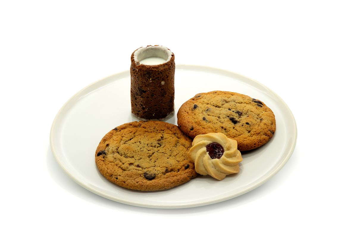 chocolate chip cookies and milk
