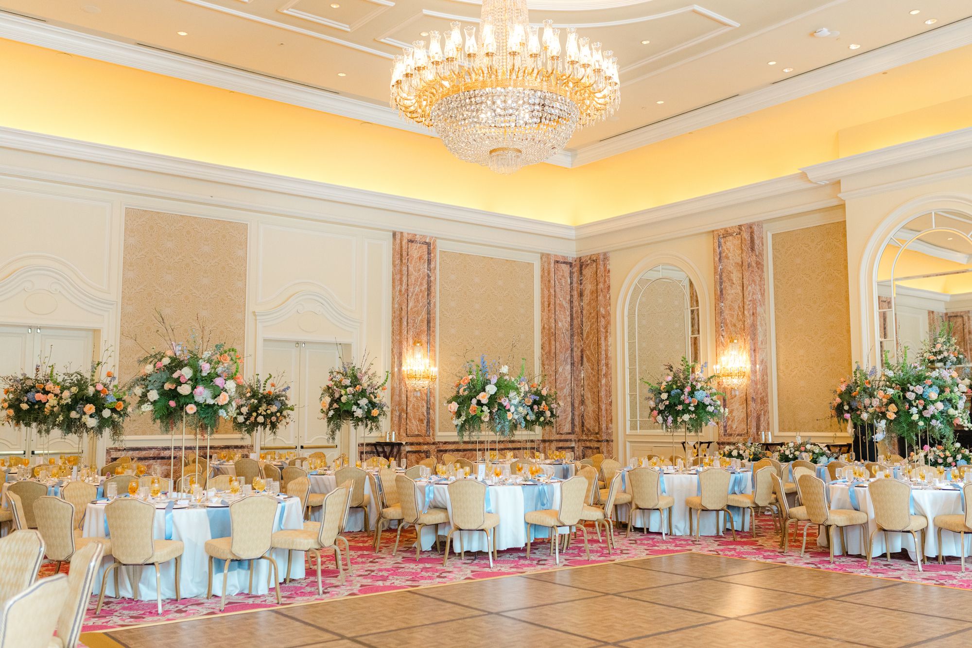 Reception venue set up indoors.