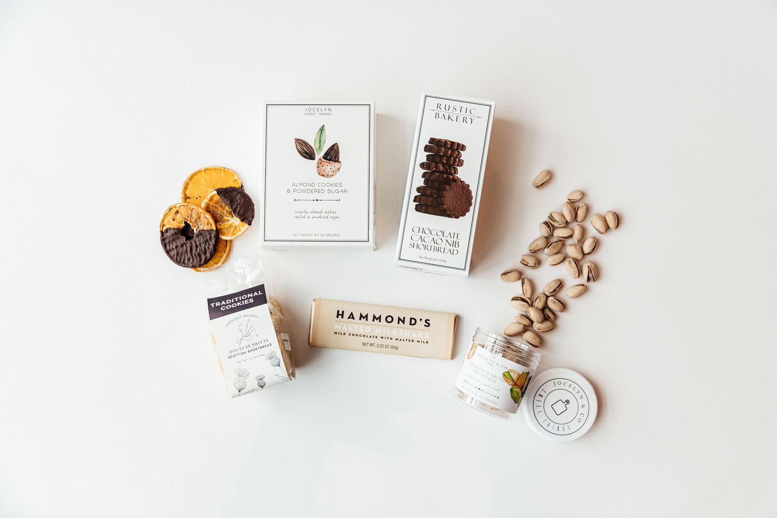 assortment of items that would go in a gift basket