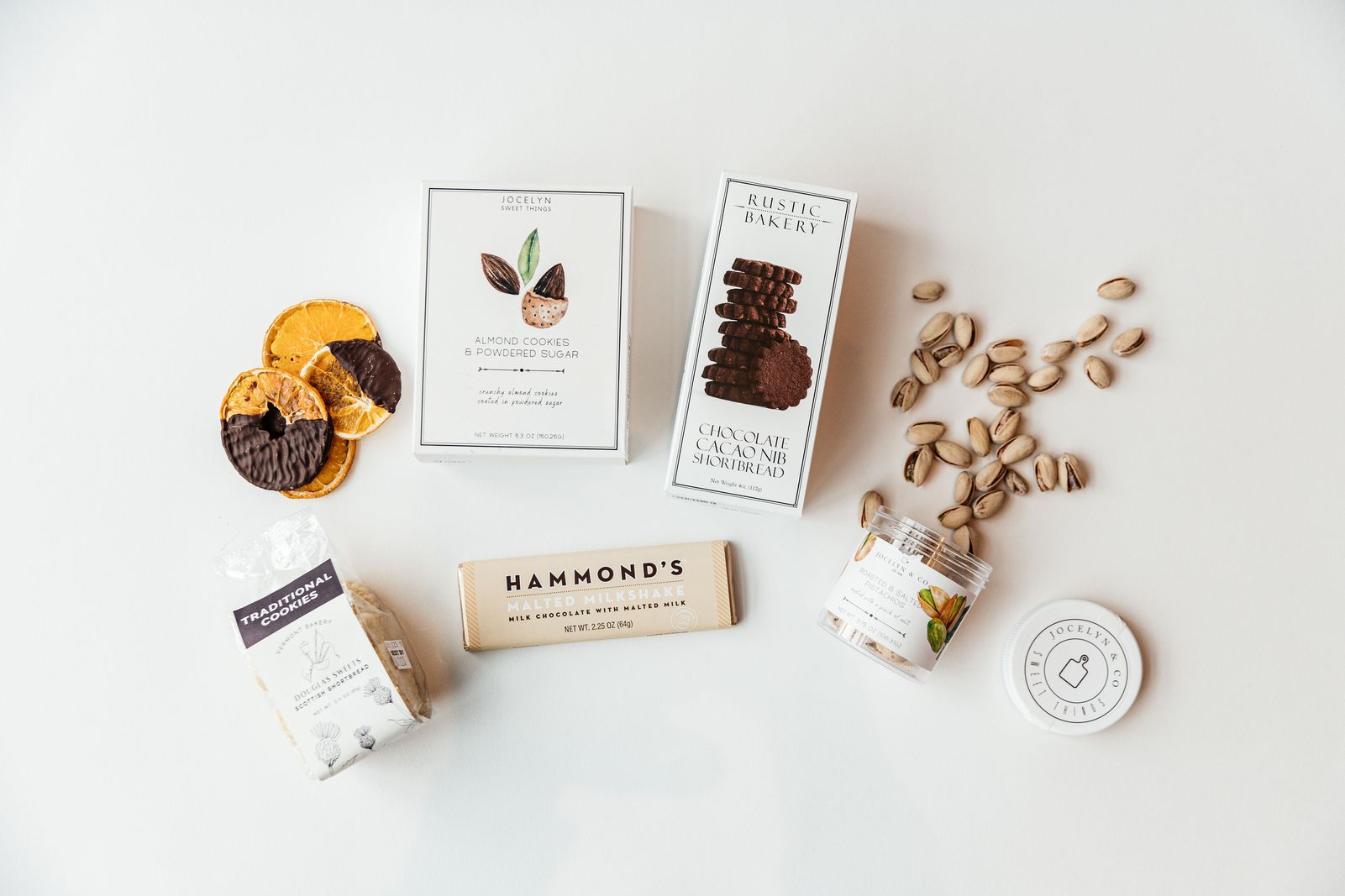 assortment of items that would go in a gift basket