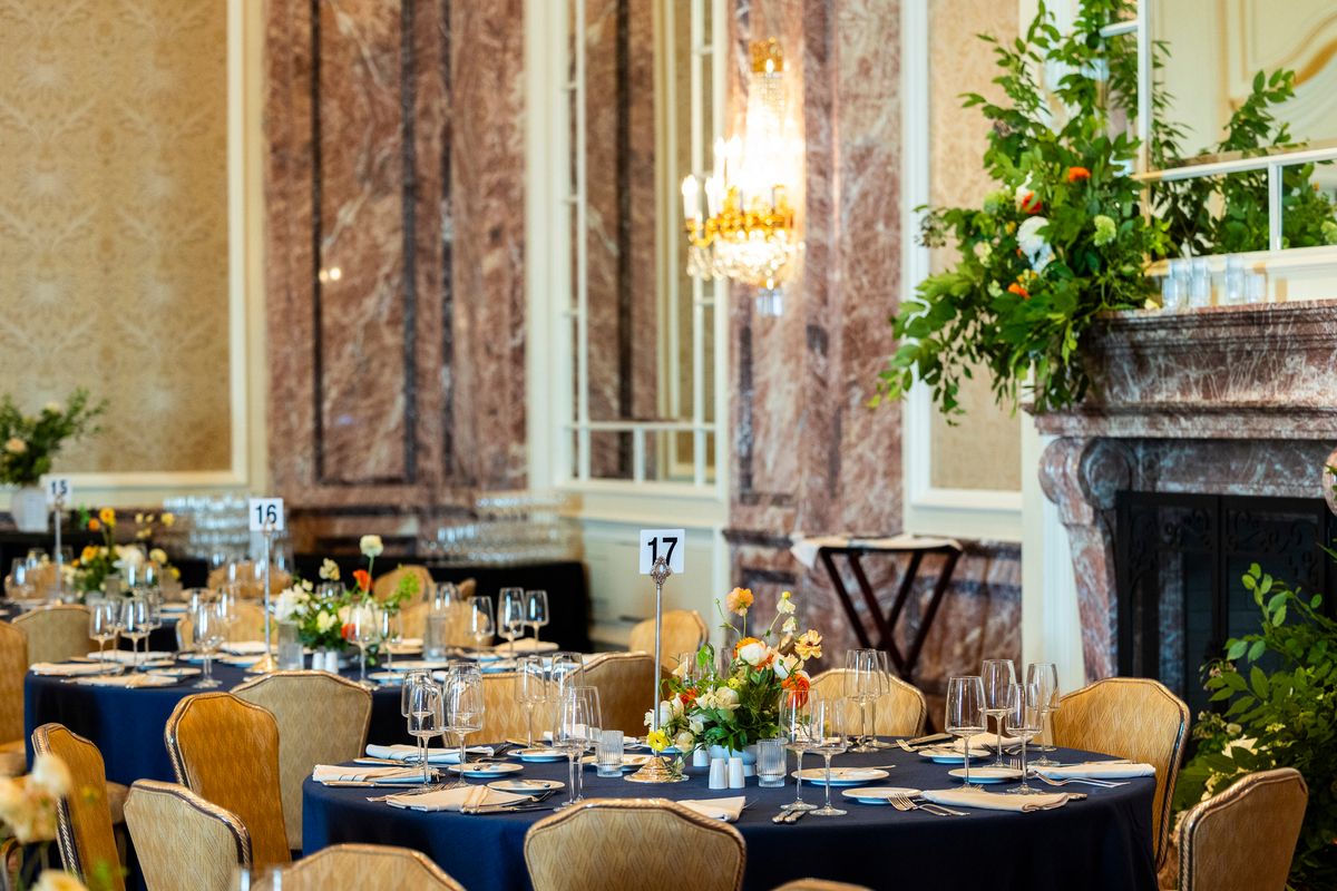 table set up for a small event