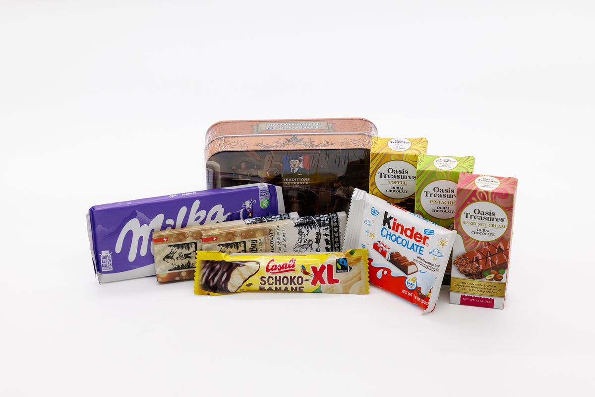 Display of international candy and chocolate