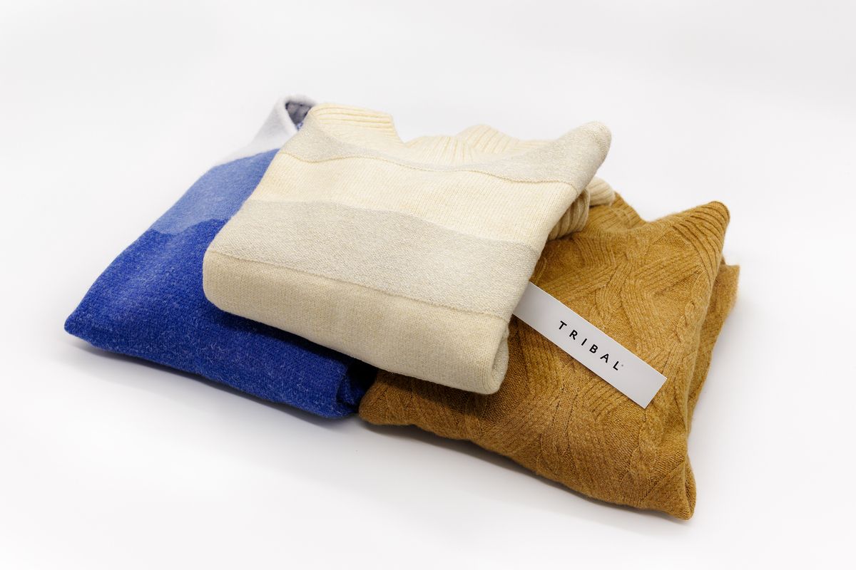 Tribal sweaters stacked