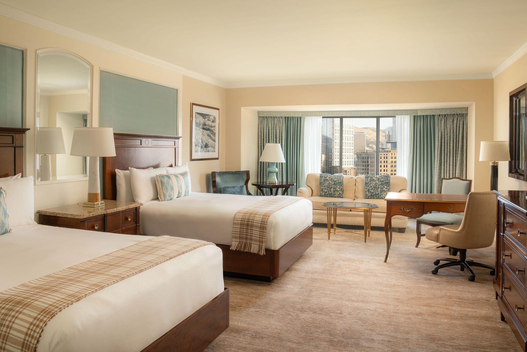 Tower Room with two queen beds at the Little America Hotel in Salt Lake City