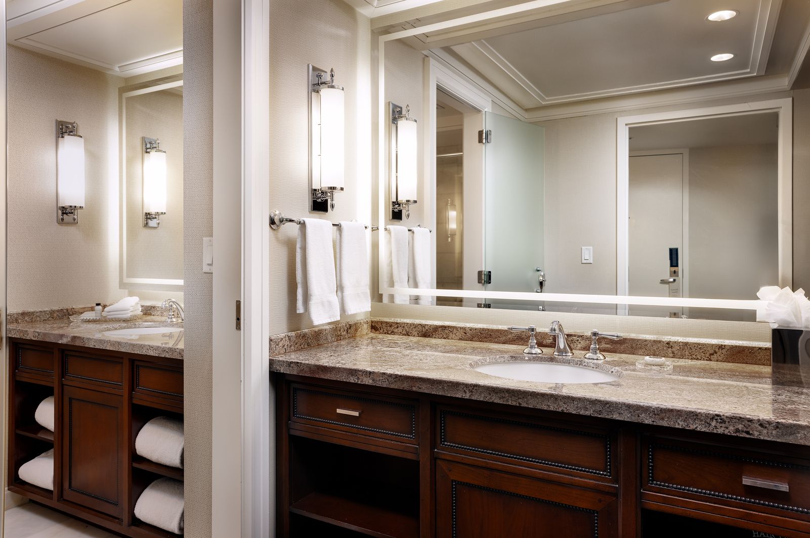 Tower Room in Little America Salt Lake City two queen bathroom vanity