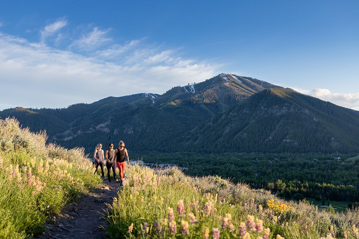 Hikers on a trail in Sun Valley, Idaho